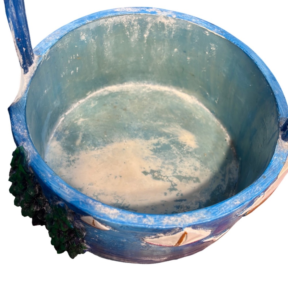 One of a Kind Nautical Decorative‎ Basket Small Blue Lighthouse Sailboat Resin - Picture 4 of 5